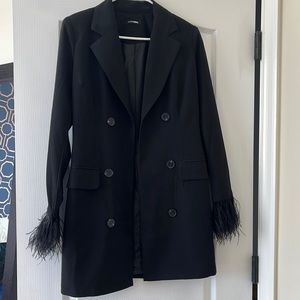 Feather cuff blazer dress